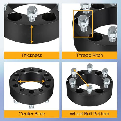 OCPTY 6x5.5 Wheel Spacers 2" for Chevrolet Silverado 1500 Bore 108mm - size: 2 inch