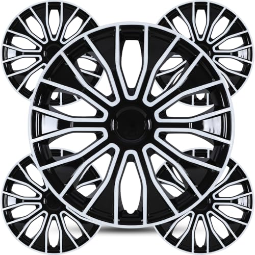 Winjet 16 inch Universal Hubcaps for Steel Wheel Rims Cover,Snap On Car Truck SUV Wheel Rim Covers,Steel ABS+PC Material Set of 4(16 inch,Silver Lacquer & Black Lacquer) - color: Silver Lacquer & Black Lacquer (5086-DP-16), size: 16 inch