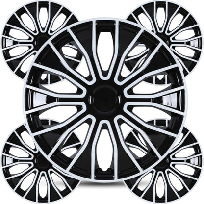 Winjet 16 inch Universal Hubcaps for Steel Wheel Rims Cover,Snap On Car Truck SUV Wheel Rim Covers,Steel ABS+PC Material Set of 4(16 inch,Black Lacquer & White Lacquer) - color: Black Lacquer & White Lacquer (5086-BW-16), size: 16 inch