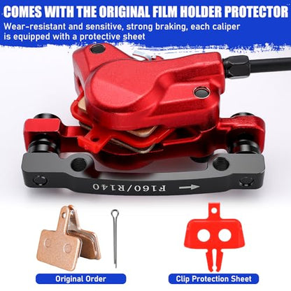 TOBWOLF MTB Hydraulic Disc Brake Kit, Dual Piston Brakes Set - color: Red Hydraulic Disc Brake Set - Dual Piston