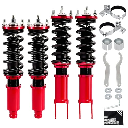 Coilovers Compatible with Honda Civic 1996-2000,CRX 1989-91,Delsol 93-97,Acura Integra 94-01 Adjustable Height Coilovers Suspension Kit Lowering Kit Red