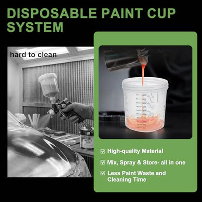LVLP Air Spray Gun with 10PCS Disposable Mixing Cups, 1.3/1.7/2.0mm Nozzle - size: disposable paint cups