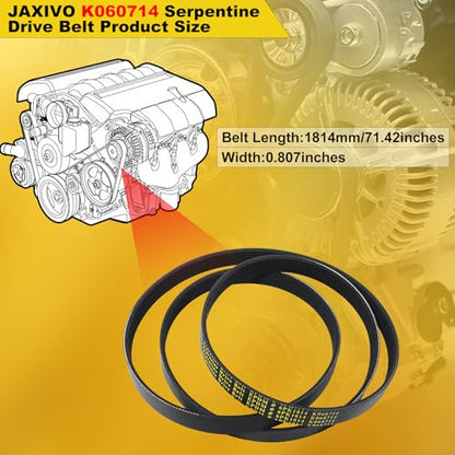 6PK1814 Serpentine Belt V-Ribbed Drive Belt Compatible with 14-18 Silverado/Sierra 1500,15-20 Escalade ESV/Suburban/Tahoe/Yukon/Yukon XL,K060714 71.42" Length - size: 6PK1814-1814mm
