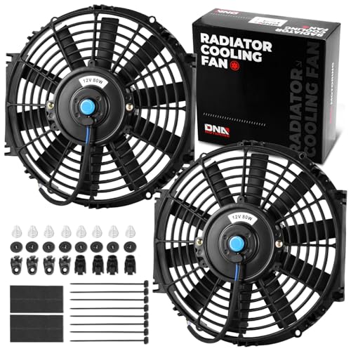 DNA Motoring 12 Inch High Performace Electric Cooling Slim Radiator Fan with Mount Kit, Black, 2PCS, RAF-12-X2 - color: Black-2Pcs, size: 12 Inch