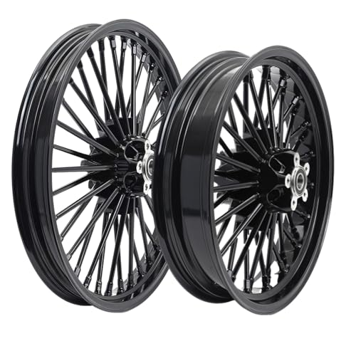 TOFR 19x2.5 18x3.5 Fat Spoke Black Wheels For Harley Sportster XL883N 10-22 - size: Front:19x2.5 Rear:18x3.5
