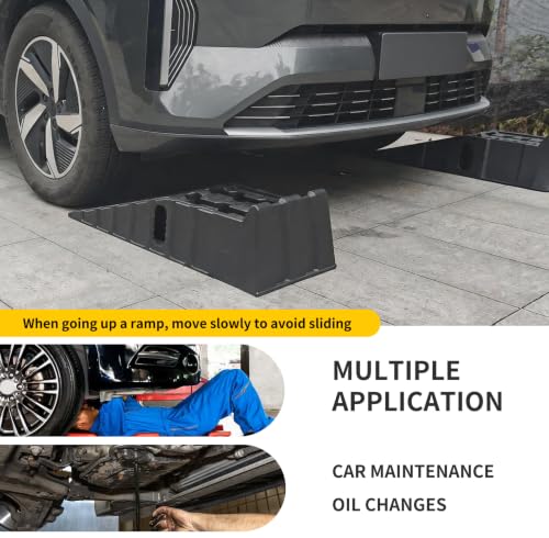 Vacallity 6.7 in Rise Car Ramps for Oil Changes with 2 Wheel chocks