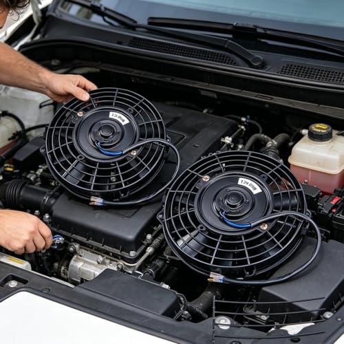 12 Inch Reversible Radiator Cool Fan, Upgraded Push & Pull Slim Electric Cooling Fan 12V 80W, Universal Fit for Car/Truck/SUV (Black w/Mount) - size: 12 INCH