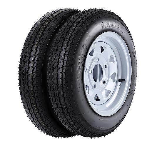 2 Pack 480-12 4.80x12 4.80-12 4.8-12 Trailer Tires with 12'' Rims, 5 Lug on 4.5'', Load Range C 6PR - size: 480-12, style: 5 Lug