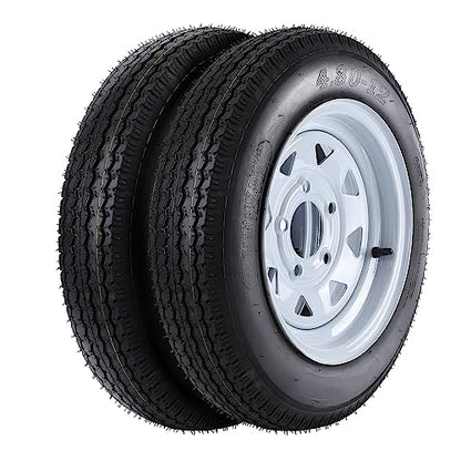 2 Pack 480-12 4.80x12 4.80-12 4.8-12 Trailer Tires with 12'' Rims, 5 Lug on 4.5'', Load Range C 6PR - size: 480-12, style: 5 Lug