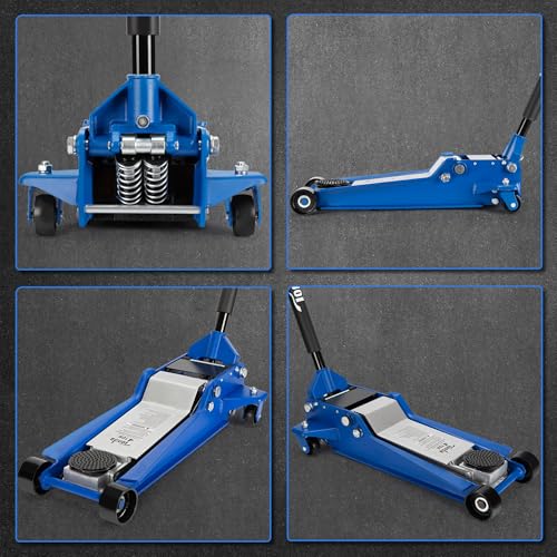 AAIN Hydraulic Low Profile Service/Floor Jack with Dual Piston Quick Lift Pump, 4 Ton (8,000 lb) Capacity, Blue - color: Blue, style: 4 ton