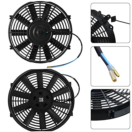 Mupera 10 Inch Electric Radiator Cooling Fan Puller 12V w/Mount Kit 2 Set - size: Straight-2Pcs X10 inch