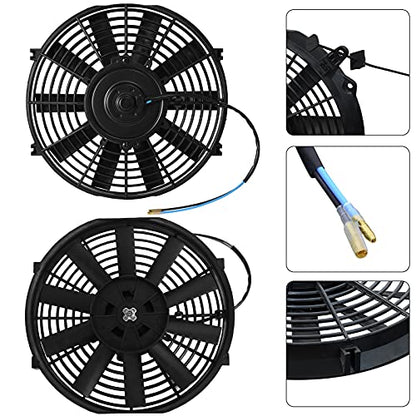 Mupera 10 Inch Electric Radiator Cooling Fan Puller 12V w/Mount Kit 2 Set - size: Straight-2Pcs X10 inch
