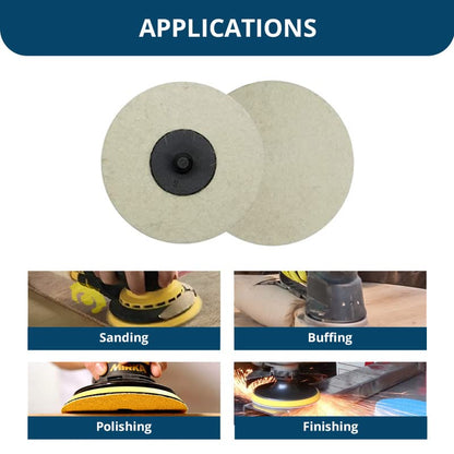 Benchmark Abrasives 2 Inch Sanding Discs Felt Quick Change Wool Buffing Pad for Drill & Die Grinder - Surface Conditioning Tool for Deburring, Polishing, Buffing Polishing Wheel for Drill - 10 Pack