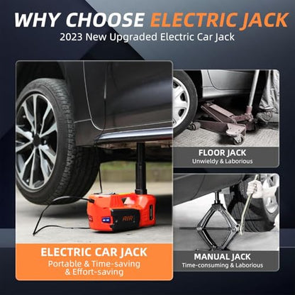 STANDTALL Electric Car Jack 5 Ton 12V Hydraulic Jack, Built-in Inflator - color: Red