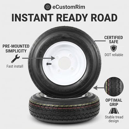 eCustomrim 2-Pack Trailer Tire Rim Assembly 4.80-8 480-8 LRC 4 Lug White