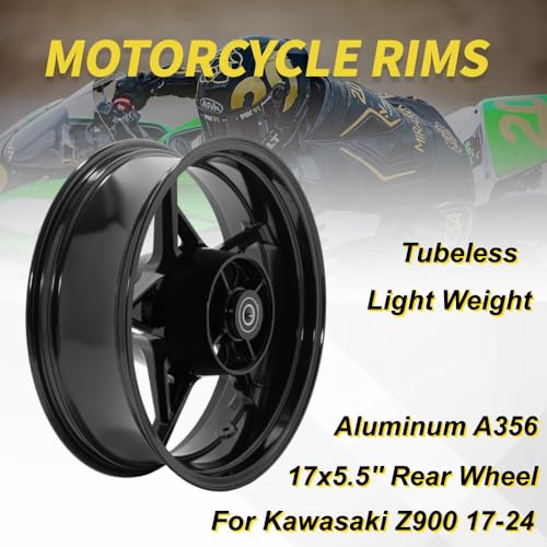 17" x 5.5" Black Rear Wheel Rim fit for Kawasaki Z900 2017-2024 - color: Black, size: Z 900 2017-2024