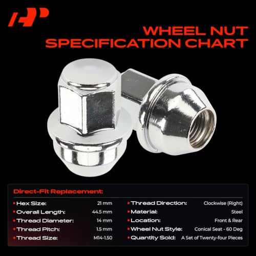 A-Premium Front or Rear M14-1.50 Wheel Lug Nuts, Set of 6 - style: 6PCS