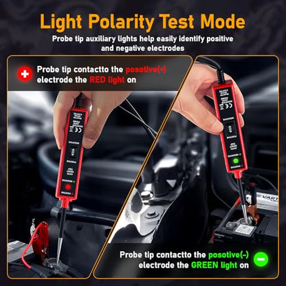 Power Circuit Probe Tester, 6-24V DC Automotive Test Light 12 Volt with 13 ft Leads Circuit Tester Breake Finder for Continuity Testing for Car SUV Truck - color: Red-B