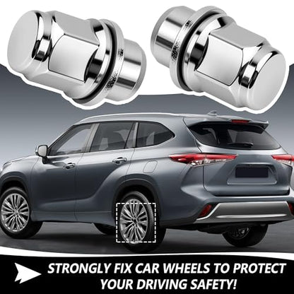 4PCS M12x1.5 Lug Nuts Set,Chrome-Plated Steel Wheel Locks Lug Nuts with Washer Replaces OEM#90084-94001,Lug Nut Lock Set Compatible with Toyota Camry Prius Lexus ES250 Scion (4PCS) - color: 4PCS