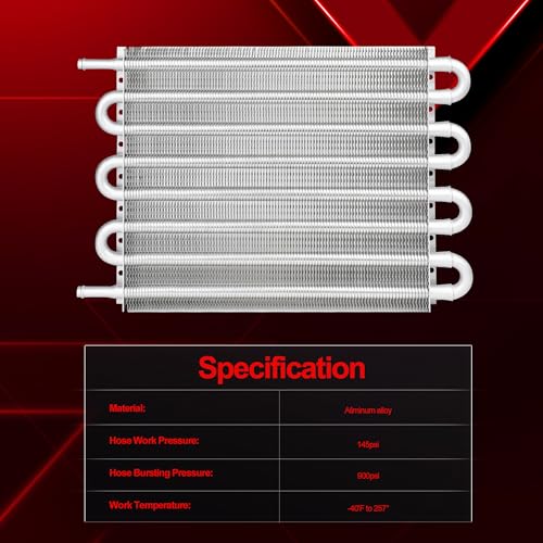 Upgraded 8-Pass Oil Cooler Aluminum Transmission Cooler Kit | Enhanced Cooling for 5/16" Lines | Optimal Engine & Transmission Protection (Silver)