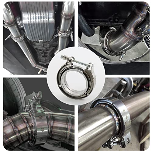 2.5" V-Band Flange & Clamp Kit 2PC Replacement For Turbo Exhaust Downpipes - size: 2.5"