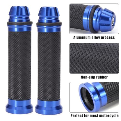 Universal 7/8" 22mm Motorcycle Handlebar Grips - Gel Rubber Compatible with Chopper, Cruiser, Street, Dirt Bike - color: Blue