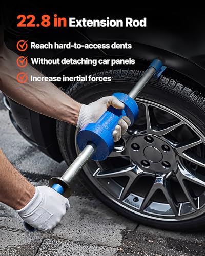 VEVOR Dent Puller Kit, 14-in-1 Slide Hammer Dent Removal Kit, Heavy-Duty Auto Body Truck Repair Automotive Damage Remover Tool Repair Frame with Carrying Case, Extension Rod, Non-Slip Handle - size: 14-in-1