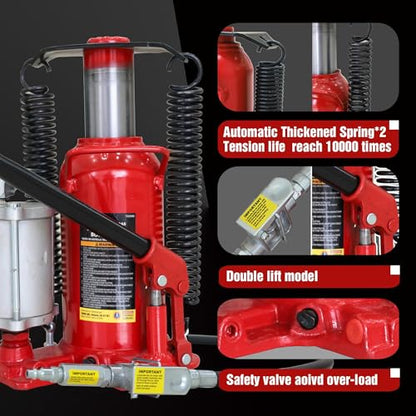 Big RED TQ20006-1 Torin Welded Pneumatic Air Hydraulic Car Bottle Jack: Aluminum Alloy Pump and Special Slow Release Equipment for Auto Repair and House Lift, 20 Ton (40,000 LBs) Capacity, Red - color: Red, style: 20 Ton(40,000 LBs)-New