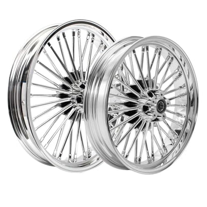 TOFR 21x3.5 18x3.5 Chrome Fat Spoke Wheels For Harley Softail Models 00-22 - color: Chrome, size: Front:21x3.5 Rear:18x3.5