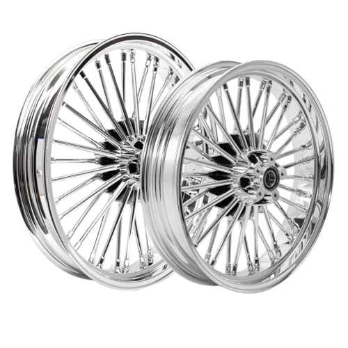 TOFR 21x3.5 18x3.5 Chrome Fat Spoke Wheels For Harley Softail Models 00-22 - color: Chrome, size: Front:21x3.5 Rear:18x3.5