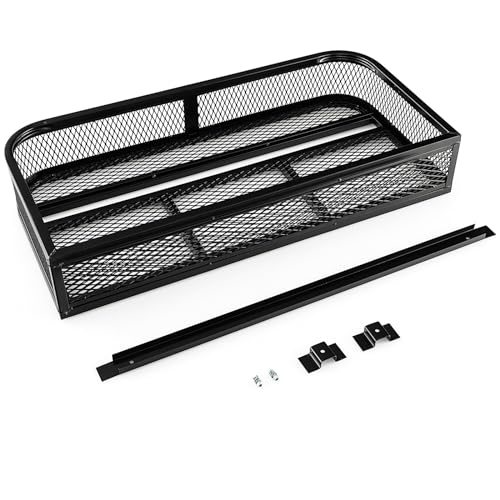 IRONMAX ATV Front Cargo Basket, Heavy Duty Steel Luggage Storage Carrier Box w/ 6.5’’ Protective Rail, Easy to Install, ATV/UTV Cargo Rack Accessories, 36.5’’L x 17.5’’W x 6.5’’H - style: ATV Front Cargo Basket