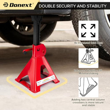 Jack Stands 3 Ton (6,500 lb) Capacity Steel, 1 Pair Red Lifting Stand Adjustable Jack Stands - color: 2021 Red