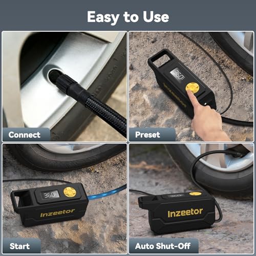 150 PSI Tire Inflator Portable Air Compressor with Digital Pressure, Black - color: Black
