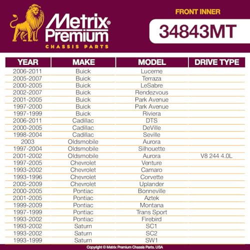 Metrix Premium Chassis Parts Inner Tie Rod End Fits Buick Lucerne 06-11 - size: EV260