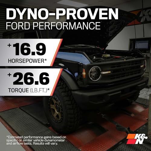K&N Cold Air Intake System: High-Flow Air Filter, Increase Performance & Towing: Compatible with 2021-2024 FORD: Bronco, 63-2619