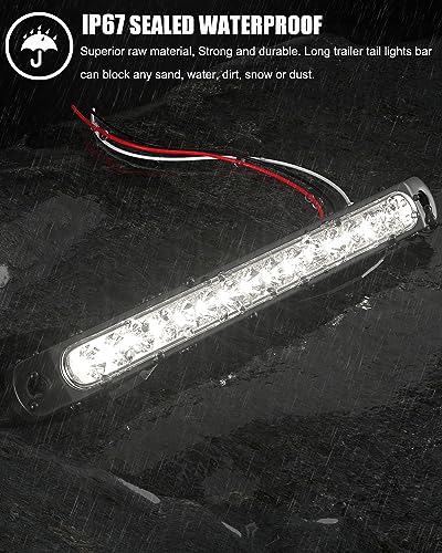 PSEQT 10" LED Trailer Reverse Backup Running Light Bar White Tail Strip Clearance Rear Assembly Waterproof for Pickup Golf Cart Offroad Truck RV, 1Pcs - color: White, 1PCS