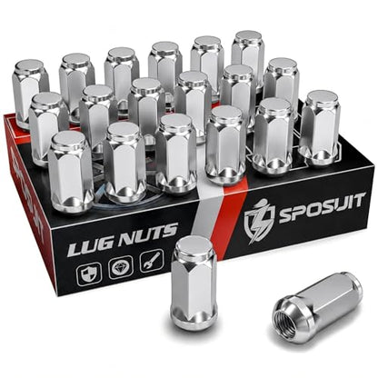 Sposuit 20 Pcs M14x1.5 Black Lug Nuts, 19mm Hex - Replacement for Jeep - color: Chrome, size: M14x1.5, style: 20 Pcs HexDrive