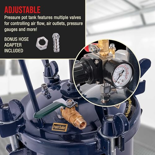 TCP Global 2.5 Gallon (10 Liter) Heavy Duty Steel Pressure Pot Paint Tank - size: 2.5 Gallon Hand Crank