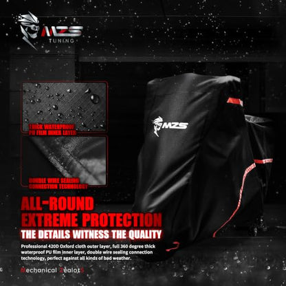 MZS Motorcycle Cover Waterproof Outdoor fit up to 116" Big Touring Goldwing - size: XXX-Large 116 inches