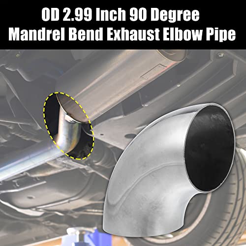X AUTOHAUX 2pcs OD 3 Inch 90 Degree Mandrel Bend Elbow SS304 Stainless Steel Bend Tube Exhaust Elbow Pipe for Car Modified Exhaust System 3" Piping Silver Tone - size: 3"