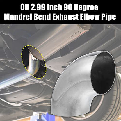X AUTOHAUX 2pcs OD 3 Inch 90 Degree Mandrel Bend Elbow SS304 Stainless Steel Bend Tube Exhaust Elbow Pipe for Car Modified Exhaust System 3" Piping Silver Tone - size: 3"