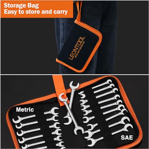 Mini Double Open End Wrench Set Metric and SAE 20 Pcs - style: Metric & SAE (Double Open End)