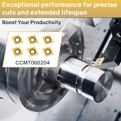 S06K/S07K/S08K/S10K/S12M-SCLCR06 Indexable Lathe Turning Tool 15Pcs Kit, 5Pcs Metal Lathe Tools Holder Set, with 10Pcs CCM21.51/CCMT060204 Carbide Inserts Turning Inserts Carbide Turning Tool - style: 5pcs SCLCR06 Shanks+10pcs Inserts