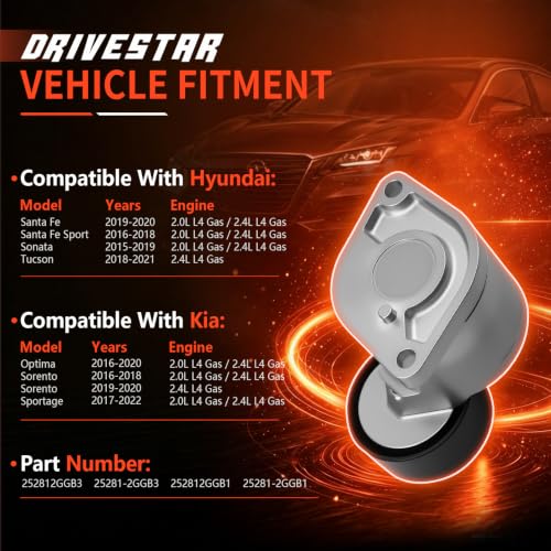 39071 Belt Tensioner w/Pulley for Hyundai Sonata Kia Optima - size: 39071