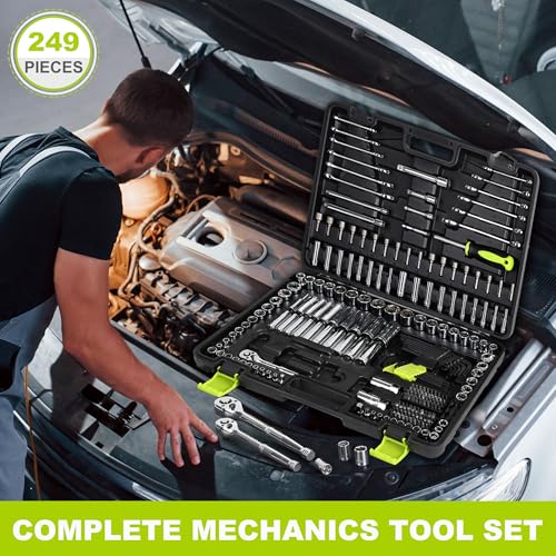 FASTPRO 249-Piece Mechanics Tool Set, 1/2", 3/8", 1/4" Socket Set