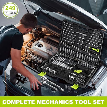 FASTPRO 249-Piece Mechanics Tool Set, 1/2", 3/8", 1/4" Socket Set