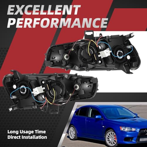 Nakkaa Headlight Compatible with 2008-2017 Lancer EVO X ES/GTS/SEL/SE/DE