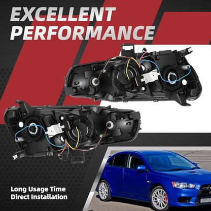 Nakkaa Headlight Compatible with 2008-2017 Lancer EVO X ES/GTS/SEL/SE/DE