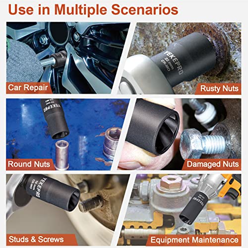 10PCS Lug Nut Removal Tool, 1/2" Drive Bolt Extractor Kit - size: 10-Piece Twist Socket Set