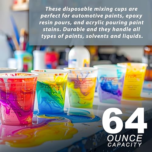 Custom Shop Paint Mixing Cups, 64-Ounce, Box of 100, Plastic Measuring Cups